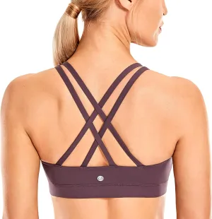 CRZ YOGA Women's Strappy Sports Bras Fitness Workout Padded Yoga Top Criss Cross Back Cami