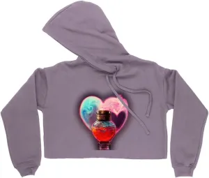 Cute Heart Women's Cropped Fleece Hoodie - Love Cropped Hoodie for Women - Art Hooded Sweatshirt