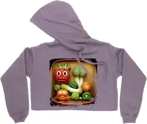 Cute Vegetables Women's Cropped Fleece Hoodie - Funny Cropped Hoodie for Women - Printed Hooded Sweatshirt