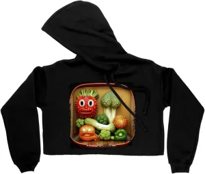 Cute Vegetables Women's Cropped Fleece Hoodie - Funny Cropped Hoodie for Women - Printed Hooded Sweatshirt