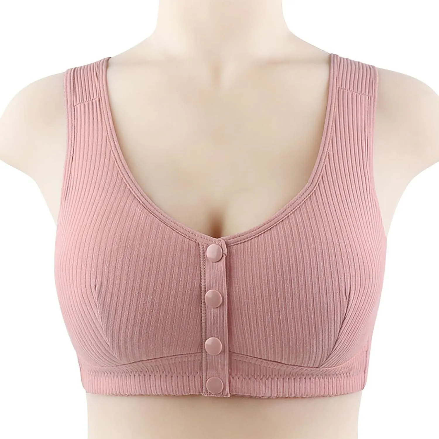 Daisy Bras for Older Women Front Closure No Underwire Supportive Bras Plus Size Push Up Bras Breathable Cotton Bras