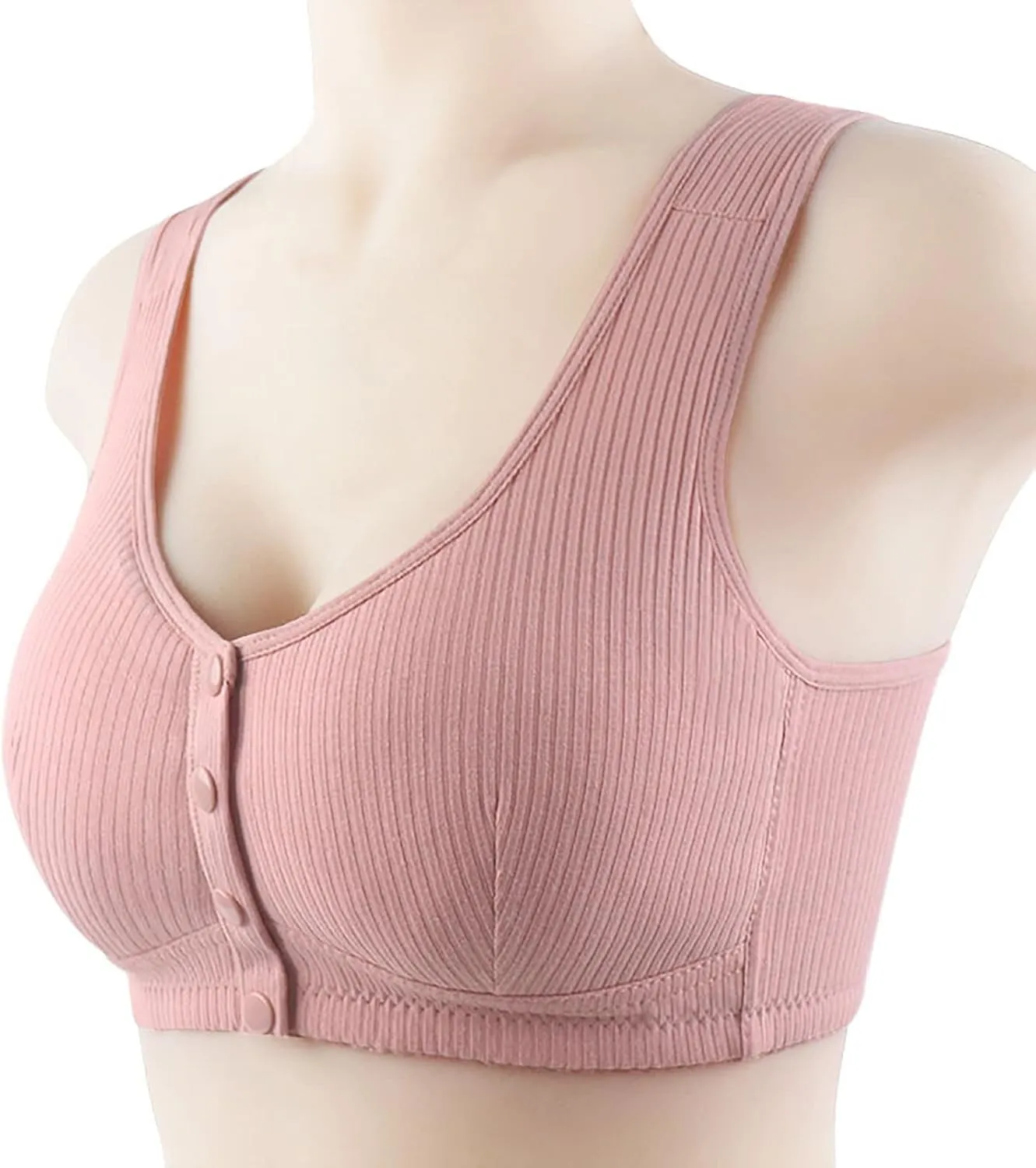 Daisy Bras for Older Women Front Closure No Underwire Supportive Bras Plus Size Push Up Bras Breathable Cotton Bras
