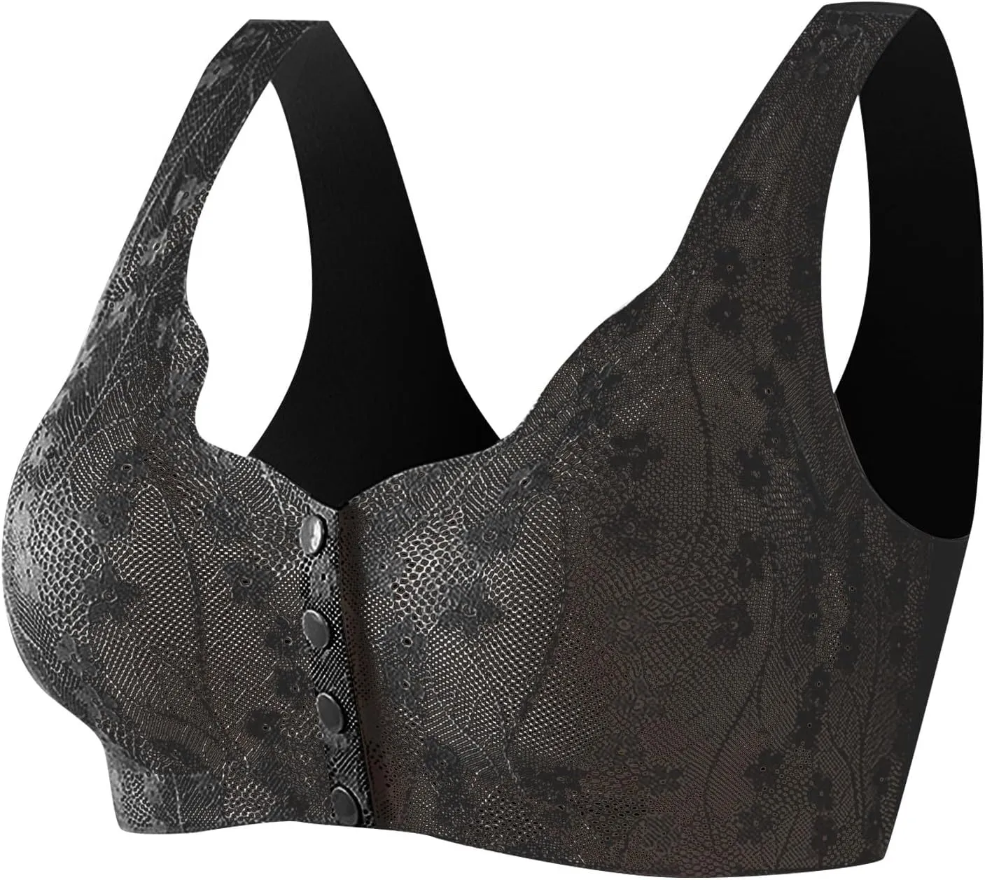 Daisy Bras for Older Women No Underwire Lace Bra Full Coverage Push Up Bra Front Closure Everyday Breathable Bras
