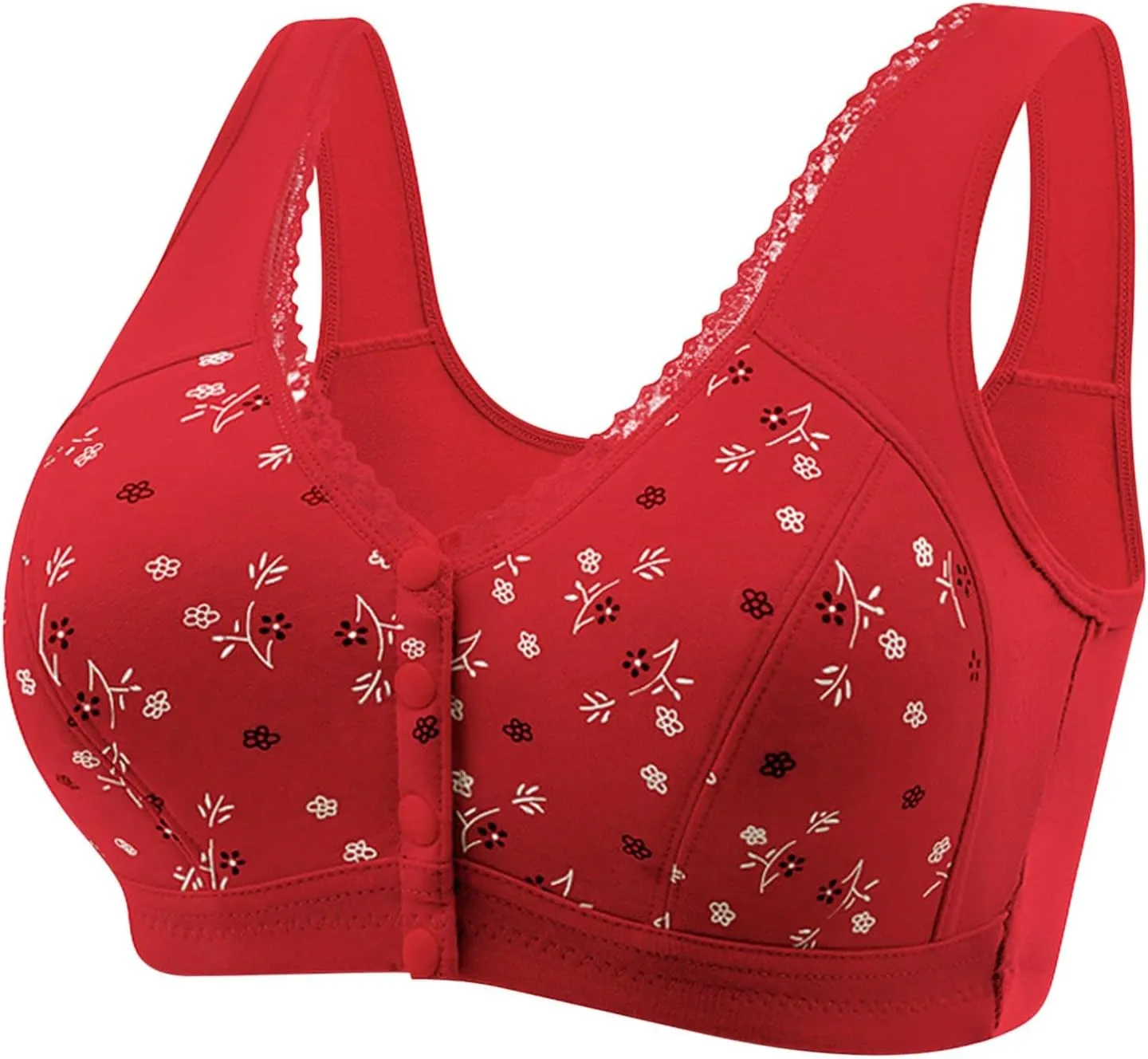 Daisy Bras for Older Women Plus Size Front Closure Push Up Comfortable Bra No Underwire Full Coverage Cotton Bra