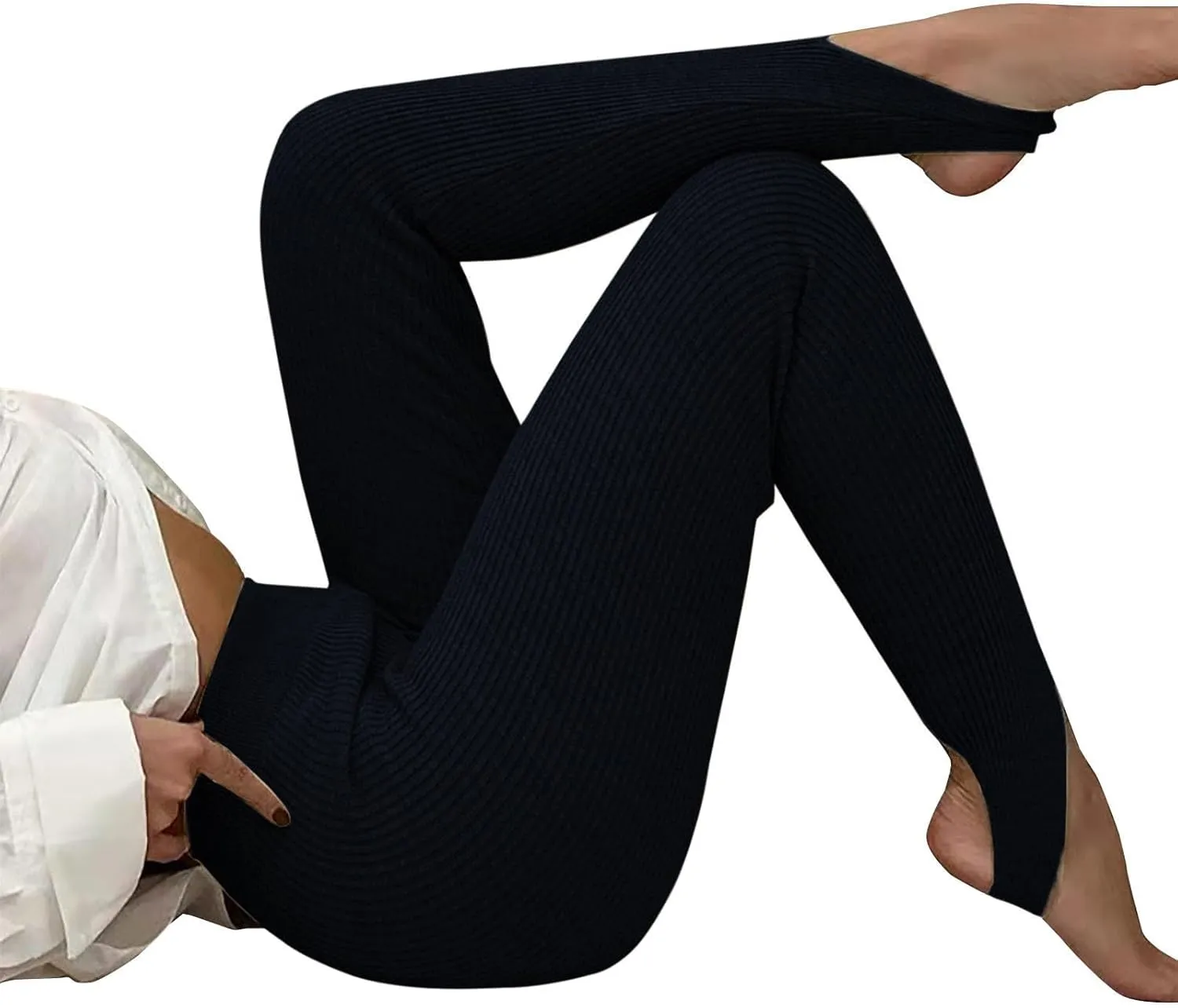 DASAYO Leggings for Women Shaping Tummy Control High Waist Gym Fitness Pant Solid Color Stirrup Yoga Pants