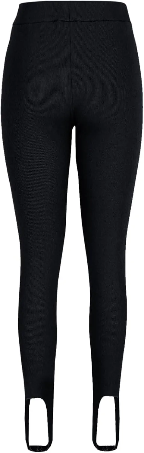 DASAYO Leggings for Women Shaping Tummy Control High Waist Gym Fitness Pant Solid Color Stirrup Yoga Pants
