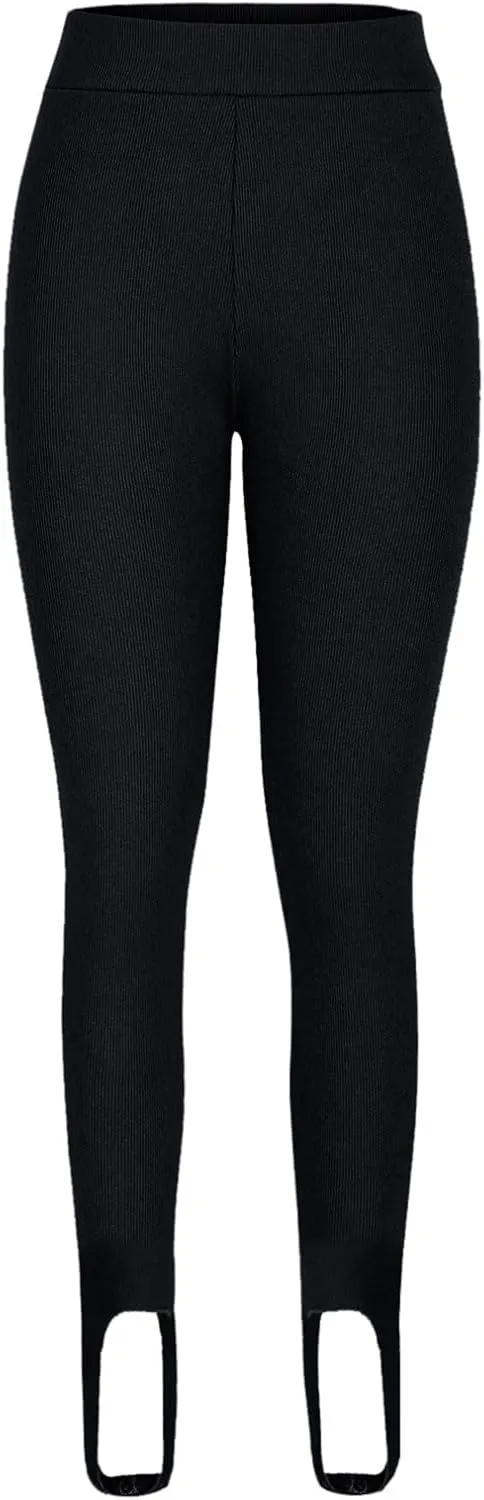 DASAYO Leggings for Women Shaping Tummy Control High Waist Gym Fitness Pant Solid Color Stirrup Yoga Pants
