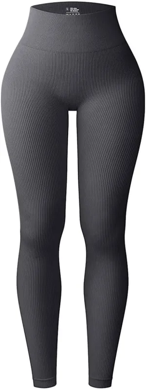 DASAYO Seamless Leggings for Women Solid Color High Waist Stretchy Exercise Running Full Length Yoga Pants