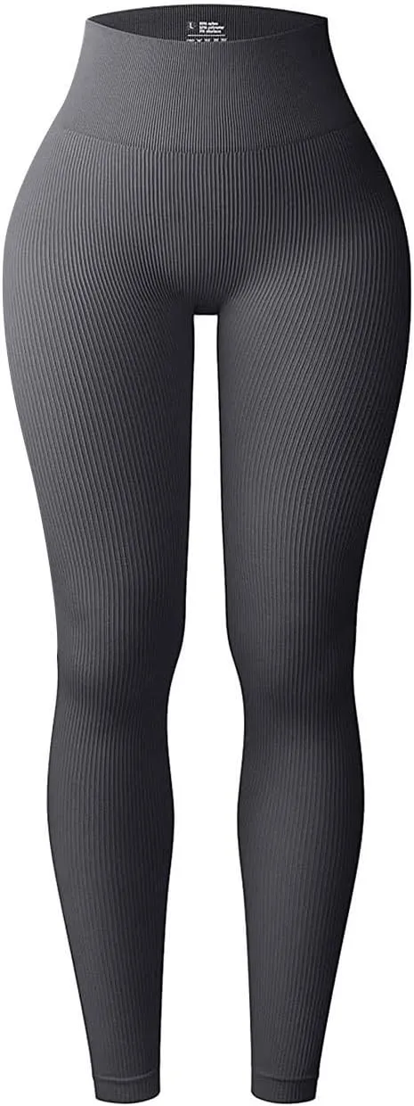 DASAYO Seamless Leggings for Women Solid Color High Waist Stretchy Exercise Running Full Length Yoga Pants