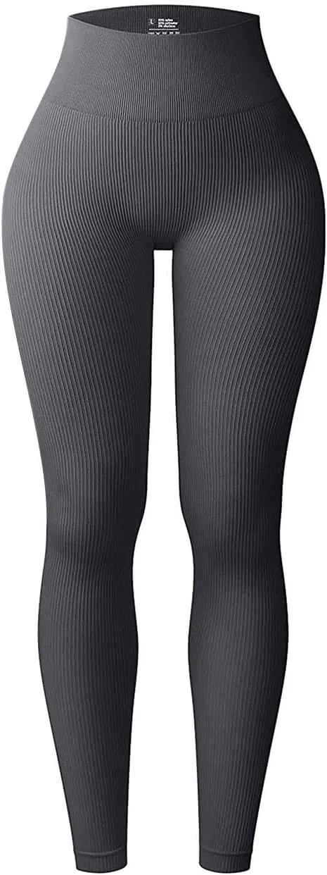DASAYO Seamless Leggings for Women Solid Color High Waist Stretchy Exercise Running Full Length Yoga Pants