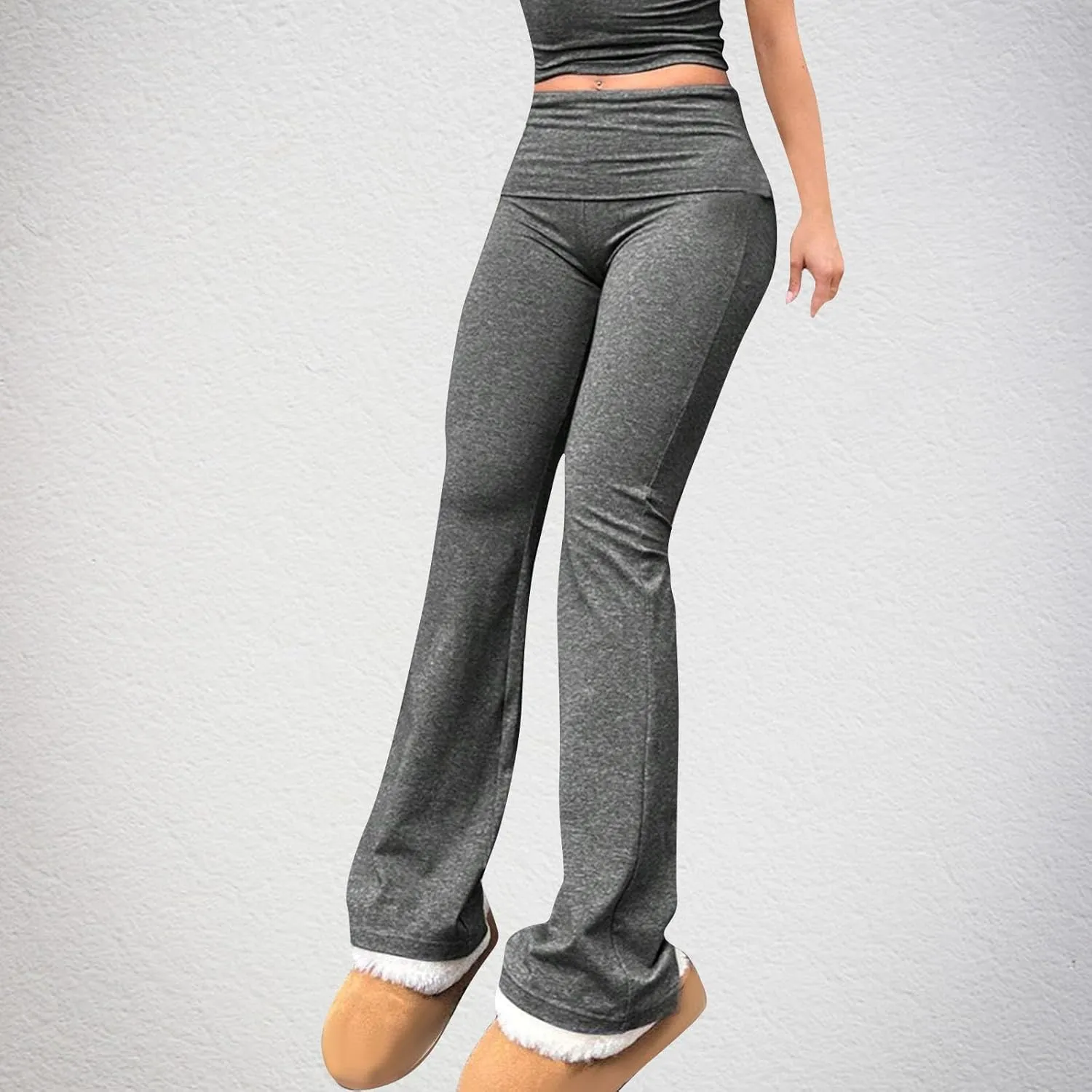 DASAYO Wide Leg Leggings for Women Stretchy High Waist Seamless Yoga Pants Tummy Control Full Length Active Workout Pants