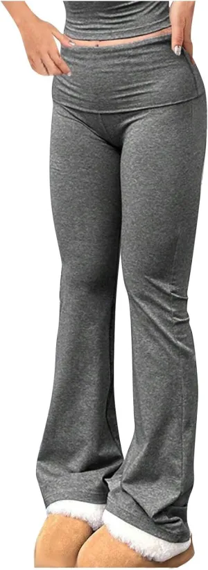 DASAYO Wide Leg Leggings for Women Stretchy High Waist Seamless Yoga Pants Tummy Control Full Length Active Workout Pants
