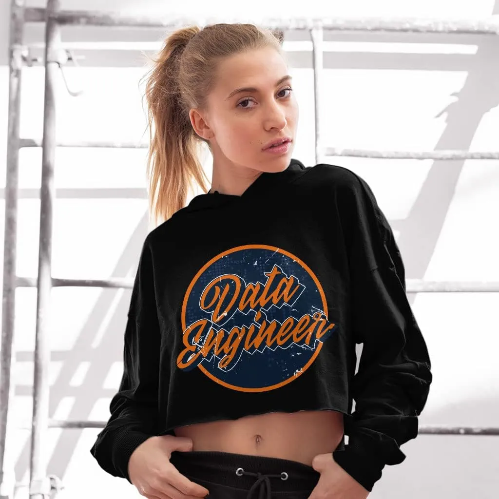 Data Engineer Women's Cropped Fleece Hoodie - Vintage Cropped Hoodie for Women - Cool Hooded Sweatshirt
