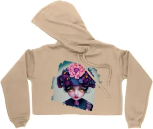 Doll Women's Cropped Fleece Hoodie - Cute Cropped Hoodie for Women - Art Hooded Sweatshirt