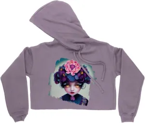 Doll Women's Cropped Fleece Hoodie - Cute Cropped Hoodie for Women - Art Hooded Sweatshirt