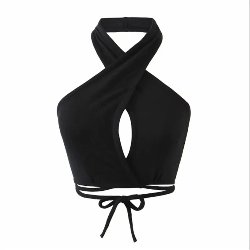 DressBetty - 2024 Sexy Cross Halter Neck Hollow Out Camisole