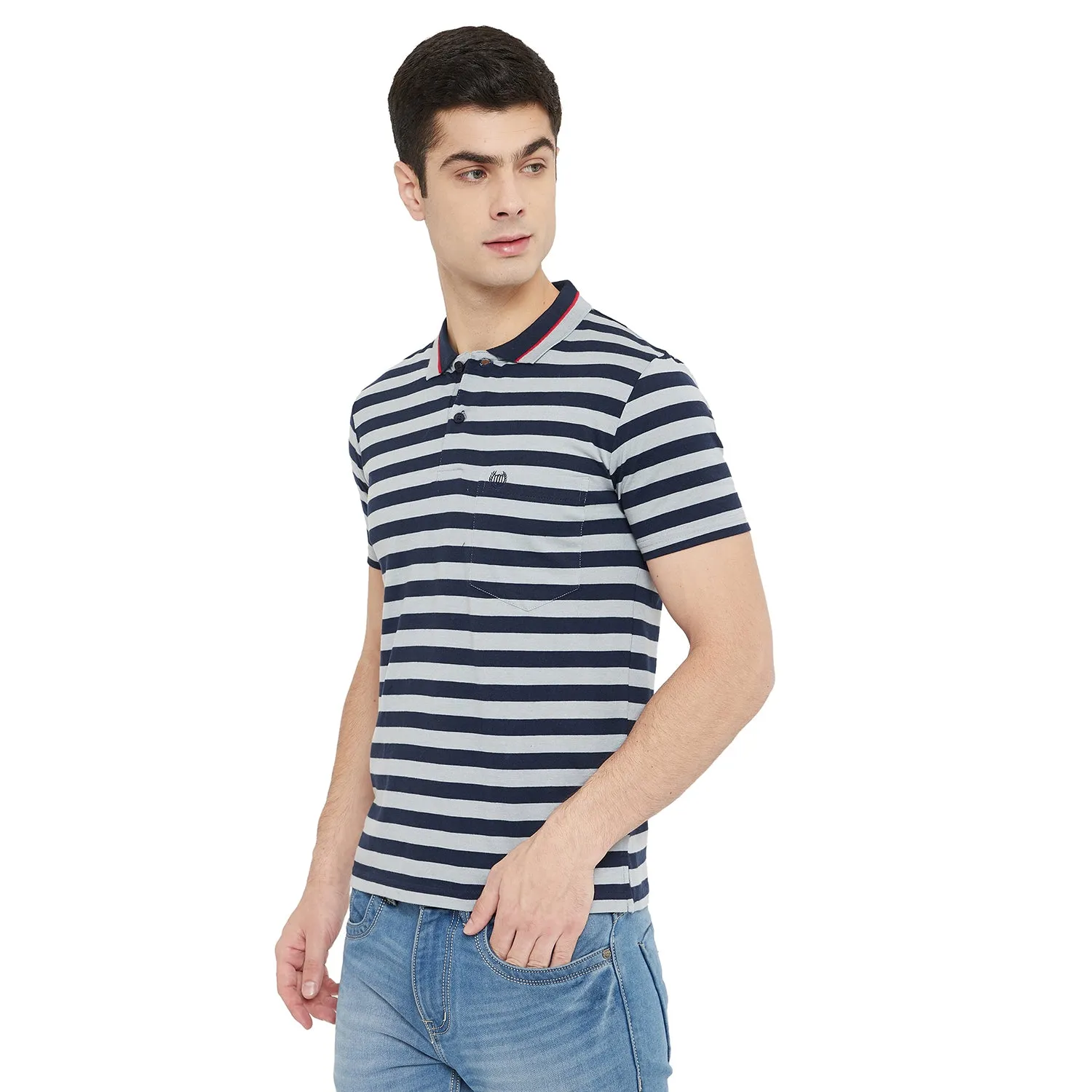Duke Stardust Men Polo Neck Striped T-Shirt (MLF103)