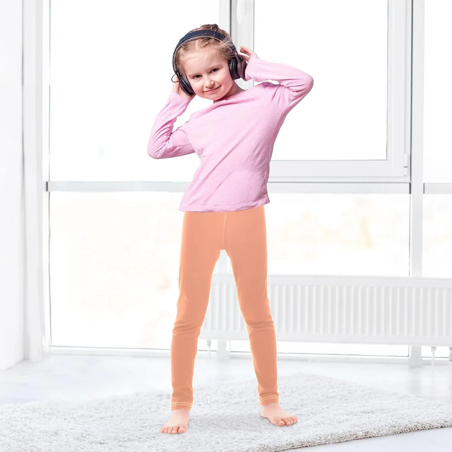 Emelivor Girls Leggings Ankle Length Leggings for Girls Soft Stretch Pants Athletic Leggings for Kids 4-10 Years