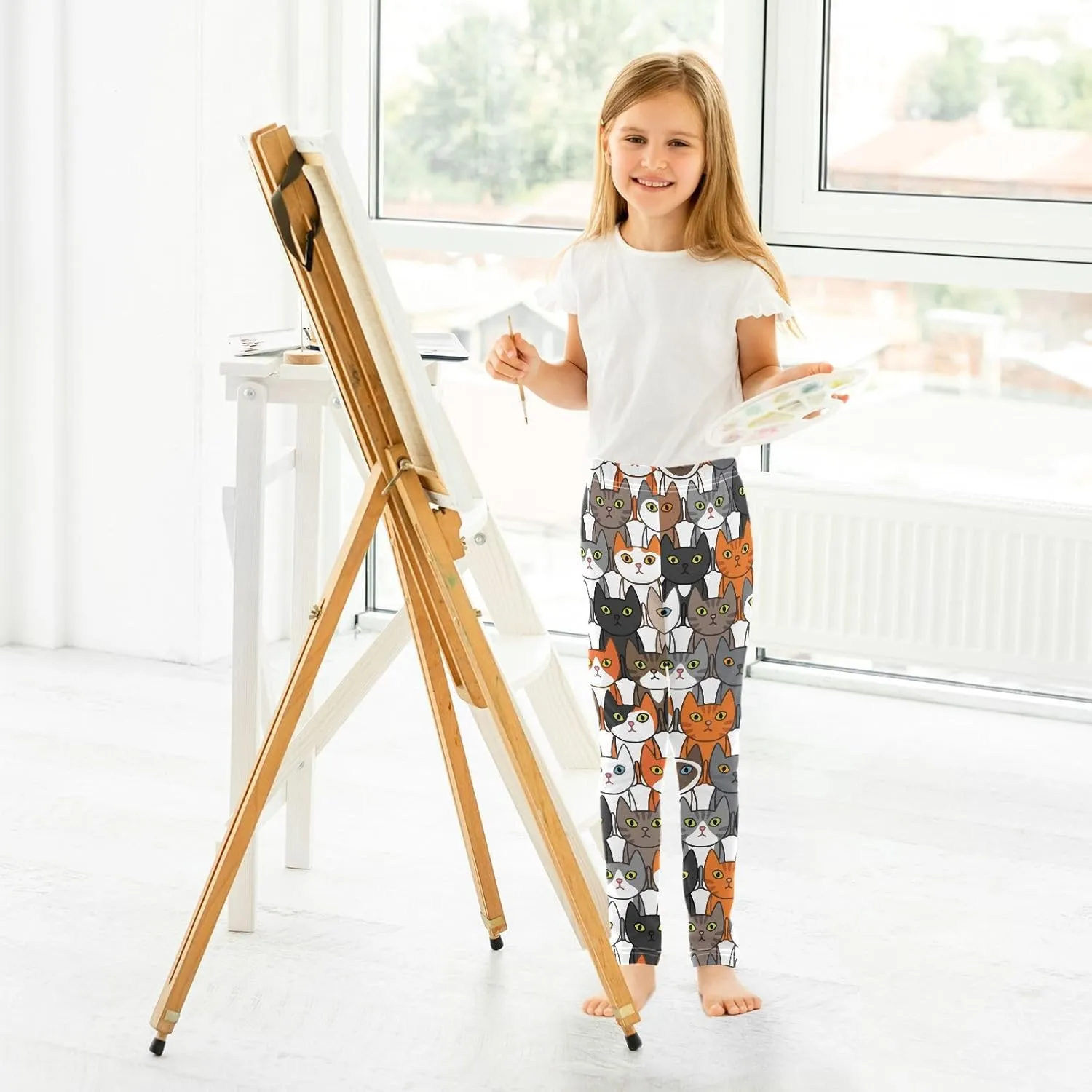 Emelivor Girls Leggings Ankle Length Leggings for Girls Soft Stretch Pants Athletic Leggings for Kids 4-10 Years