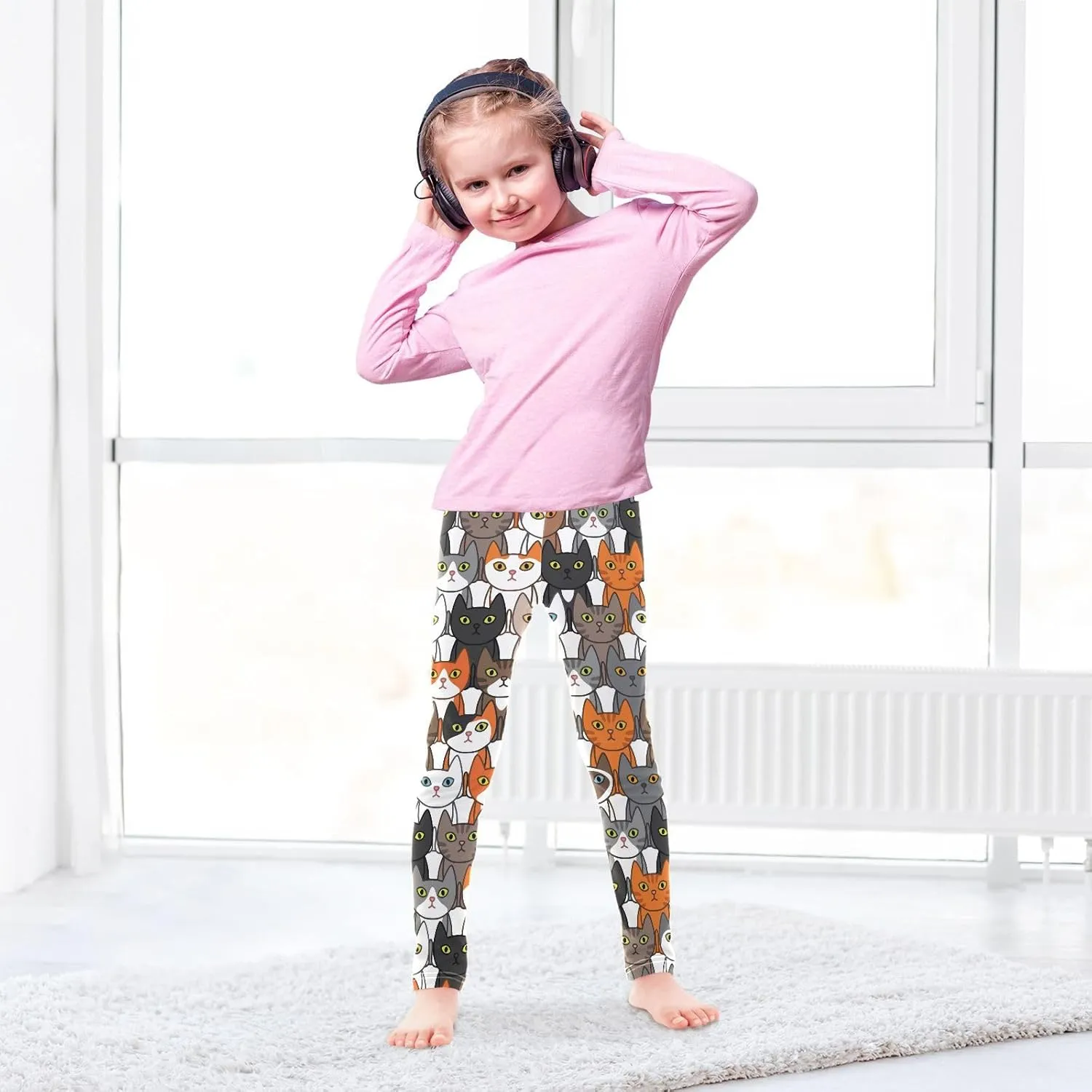 Emelivor Girls Leggings Ankle Length Leggings for Girls Soft Stretch Pants Athletic Leggings for Kids 4-10 Years