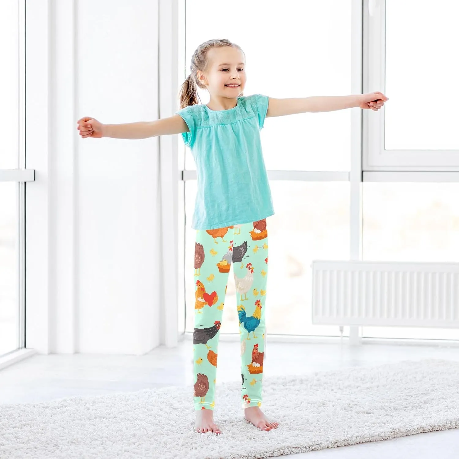 Emelivor Leggings for Girls Stretch Pants Girls Leggings Ankle Length Leggings for Kids Toddler Girls 4-10 Years