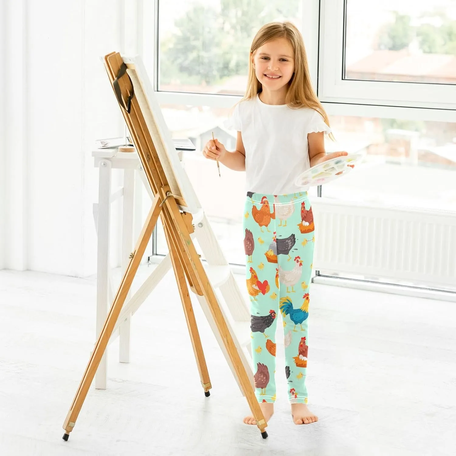 Emelivor Leggings for Girls Stretch Pants Girls Leggings Ankle Length Leggings for Kids Toddler Girls 4-10 Years
