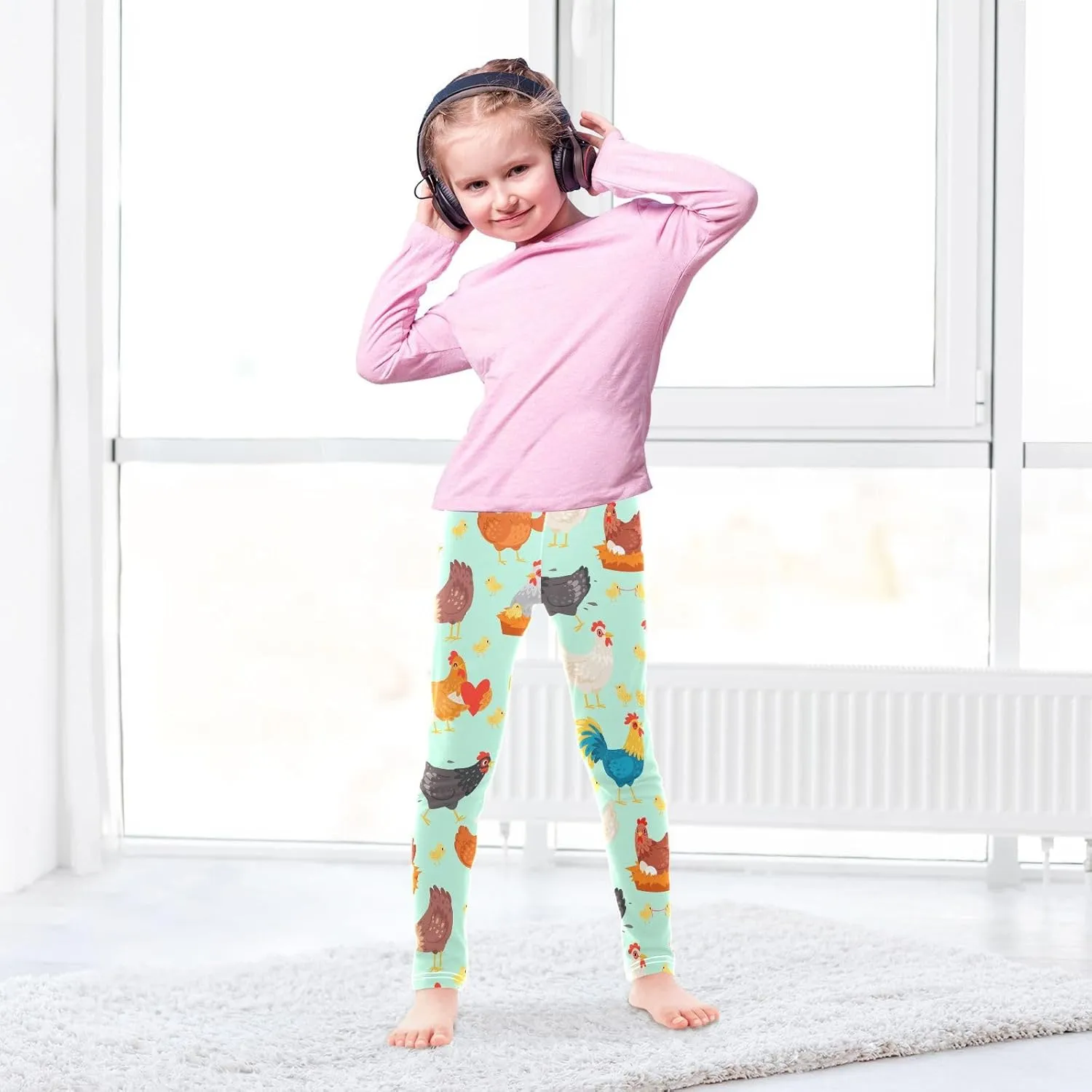 Emelivor Leggings for Girls Stretch Pants Girls Leggings Ankle Length Leggings for Kids Toddler Girls 4-10 Years