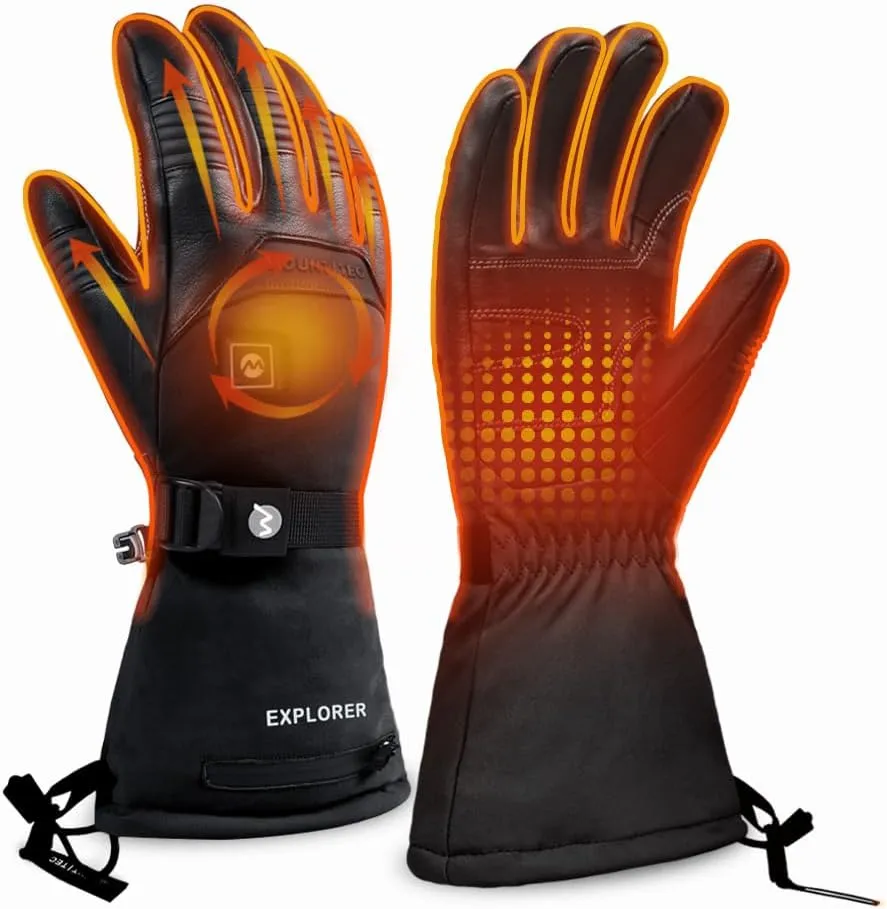 Explorer 5 Battery Heated Gloves Rechargeable for Men Women Waterproof Gloves Warm for Winter Outdoor Sports