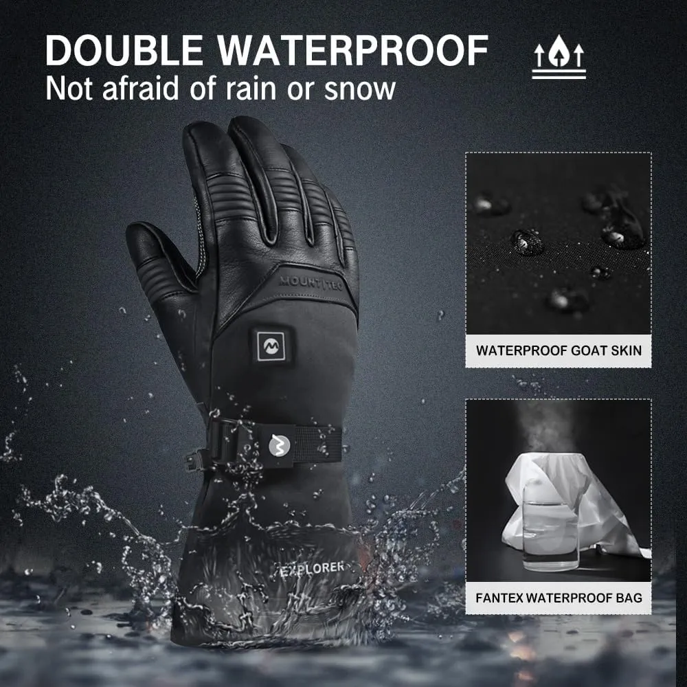 Explorer 5 Battery Heated Gloves Rechargeable for Men Women Waterproof Gloves Warm for Winter Outdoor Sports
