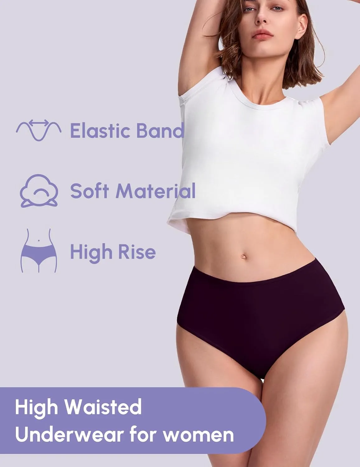 FallSweet High Waisted Underwear for Women Criss Cross Back Comfy Briefs Panties Pack