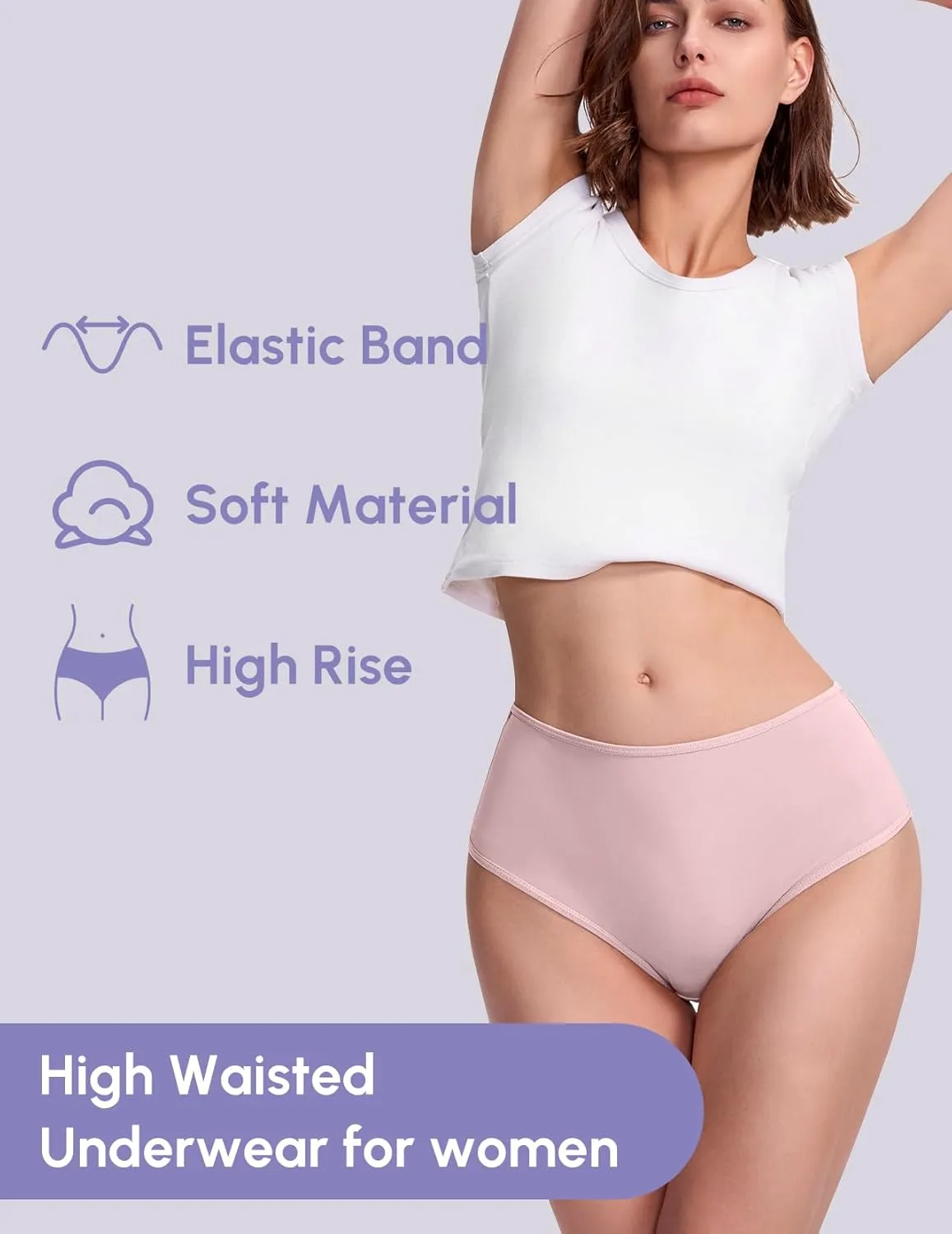 FallSweet High Waisted Underwear for Women Criss Cross Back Comfy Briefs Panties Pack