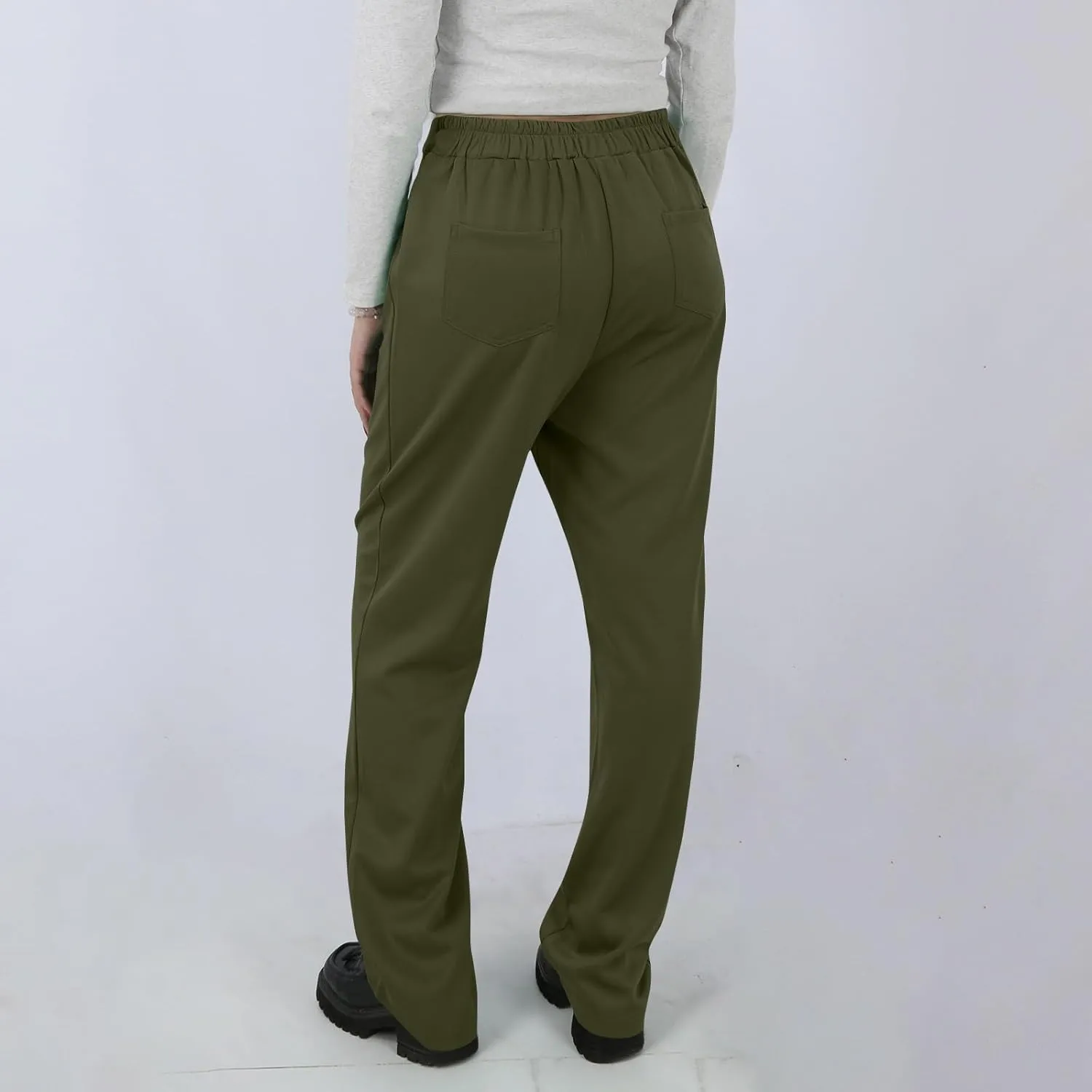 fanmpghleoo Flexi Pants for Women Over 50 Casual Plus Size Wide Leg Yoga Pants with Pockets Stretchy Baggy Cargo Pants Summer