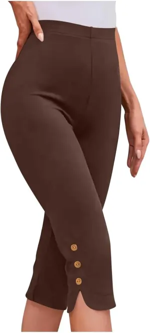 fanmpghleoo Plus Size Capris for Women High Waisted Capri Leggings Tummy Control Pull On Capris Dressy Casual Crop Pants 2025