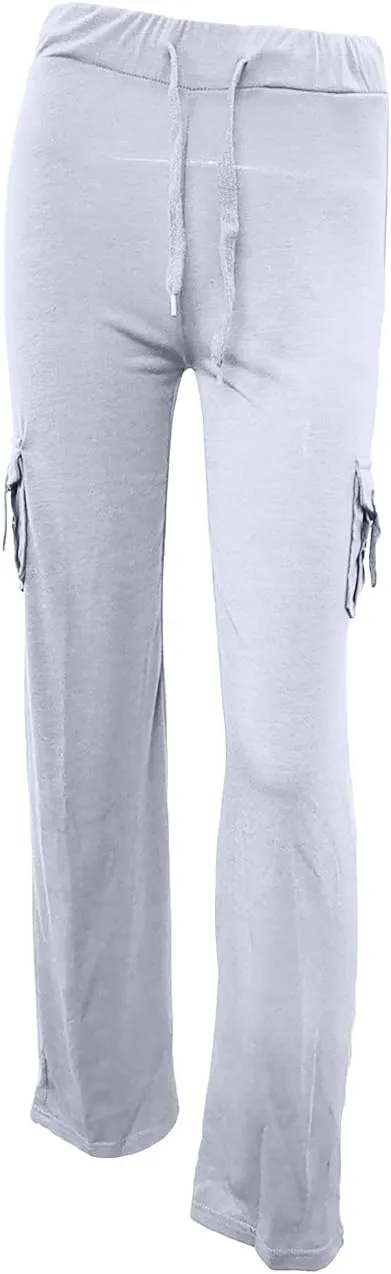 fanmpghleoo Wide Leg Yoga Pants with Pockets for Women Baggy Cargo Pants Straight Leg Trousers High Waisted Workout Leggings