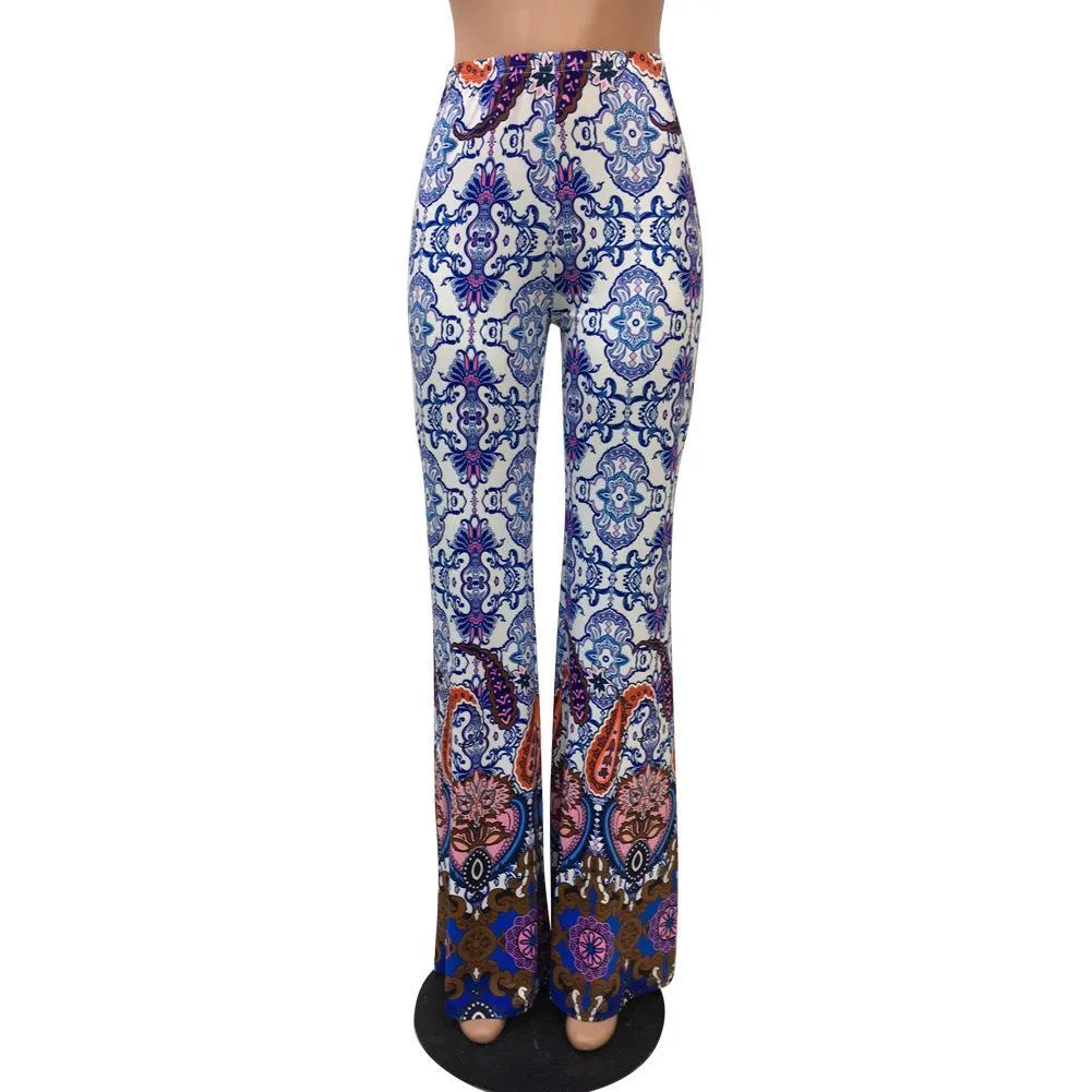 Fashion Pattern Printed Women's Bootcut Pants