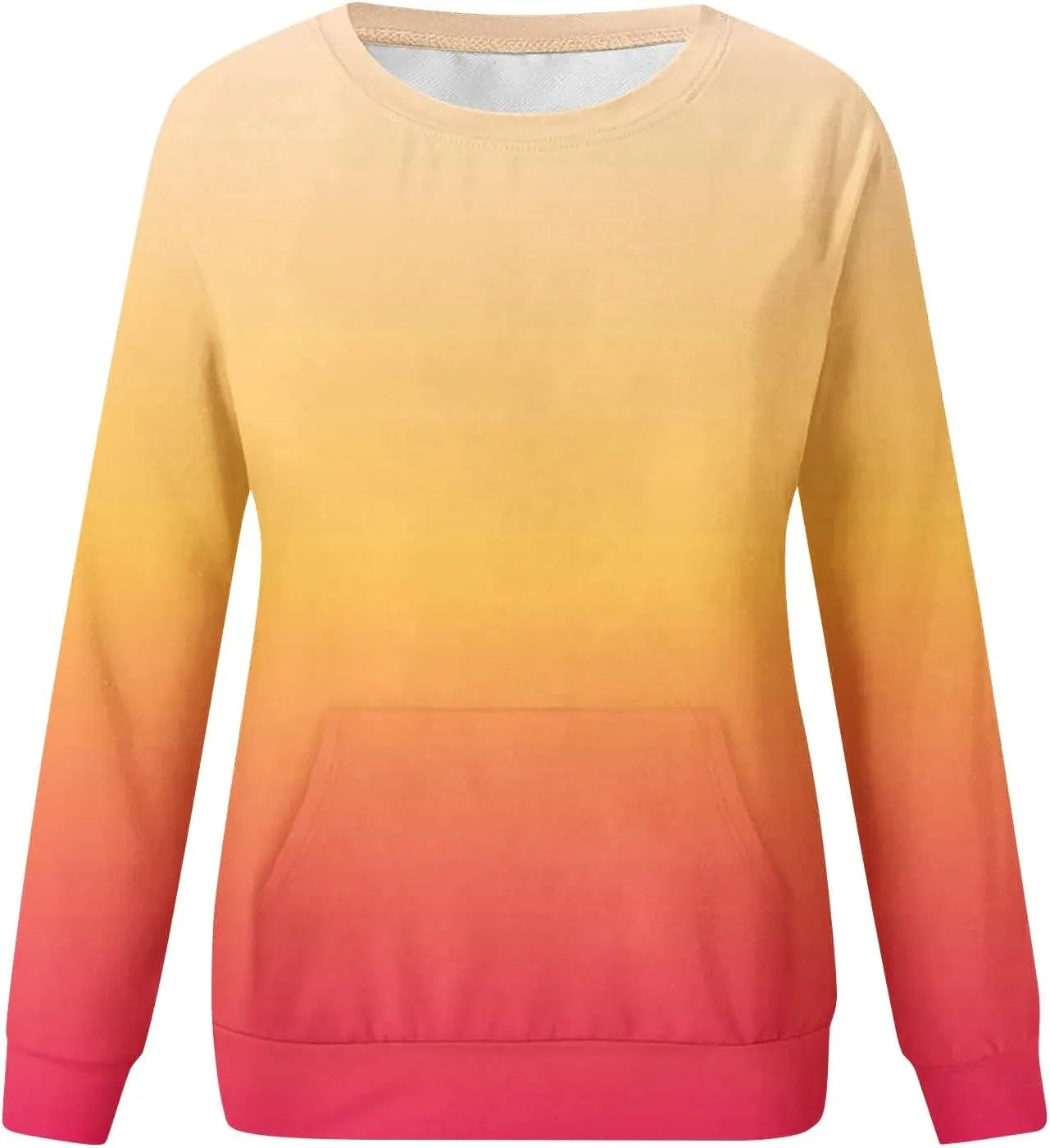 Firzero Crewneck Sweatshirts Women Cute Tie Dye Gradient Pullover Tops Loose Long Sleeve Oversized Sweatshirt