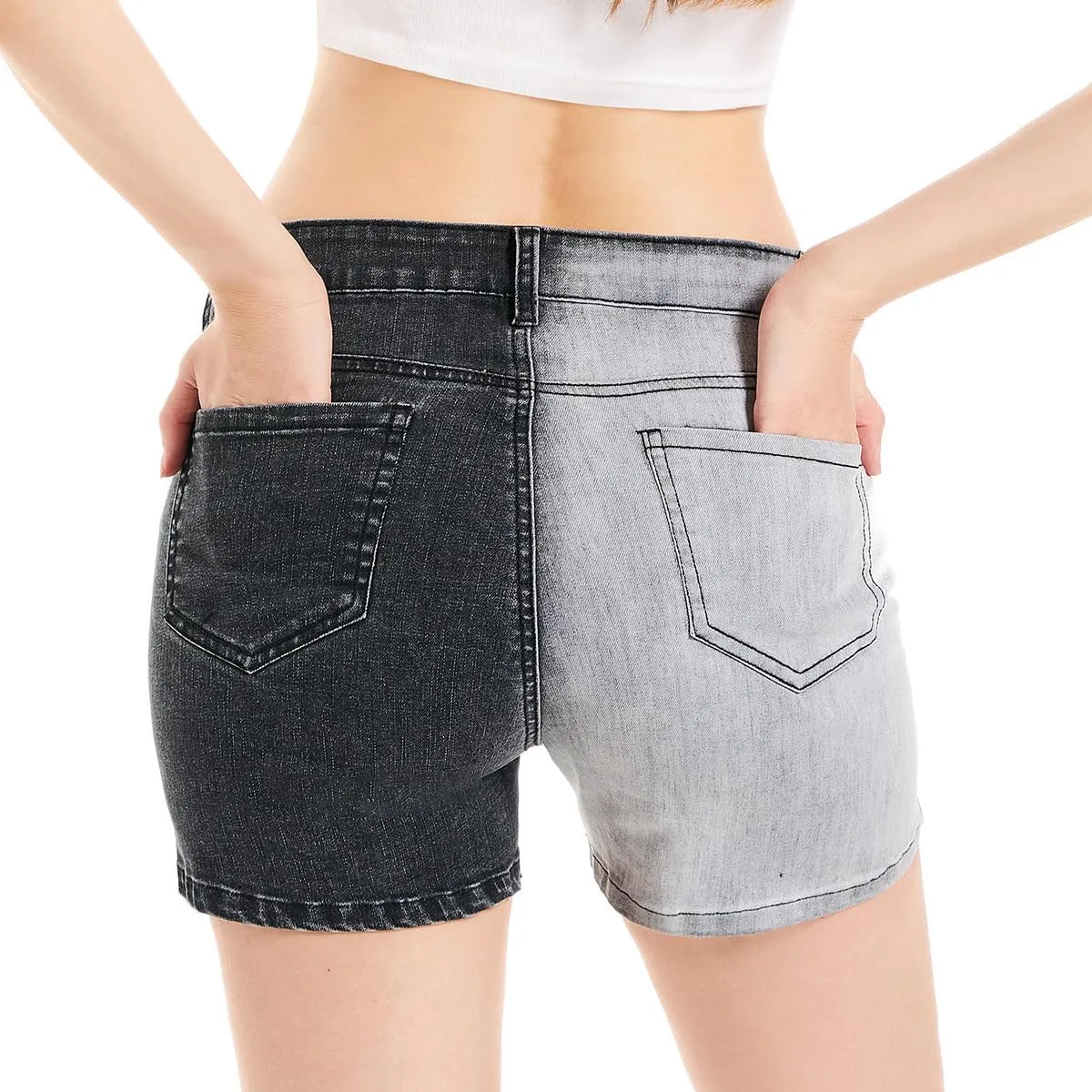 FISCLOSIN Women's Fashion Demin Shorts High Waisted Stretchy Jeans