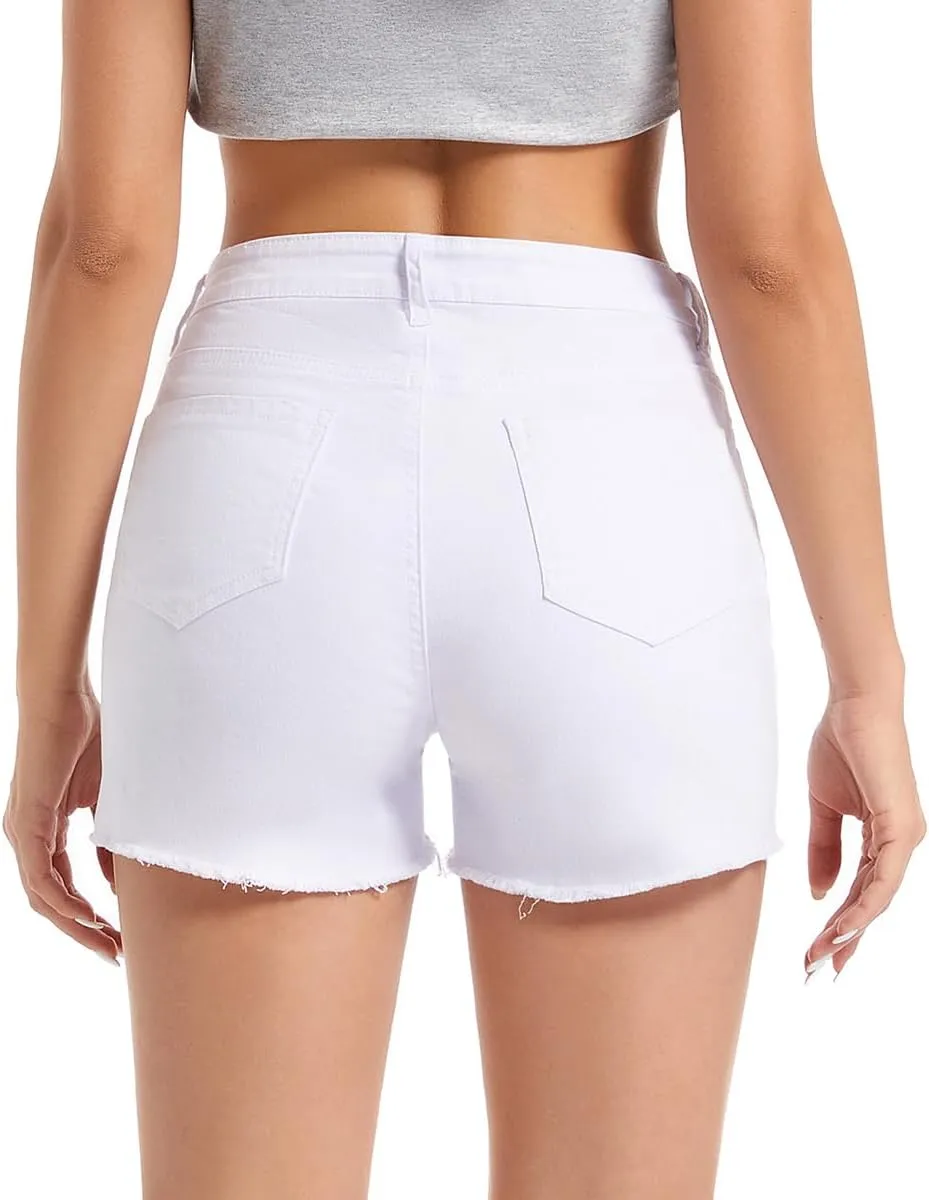 FISCLOSIN Women's Fashion Demin Shorts High Waisted Stretchy Jeans