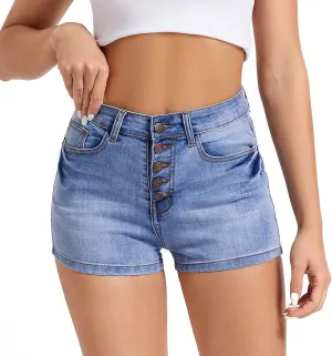 FISCLOSIN Women's Fashion Demin Shorts High Waisted Stretchy Jeans