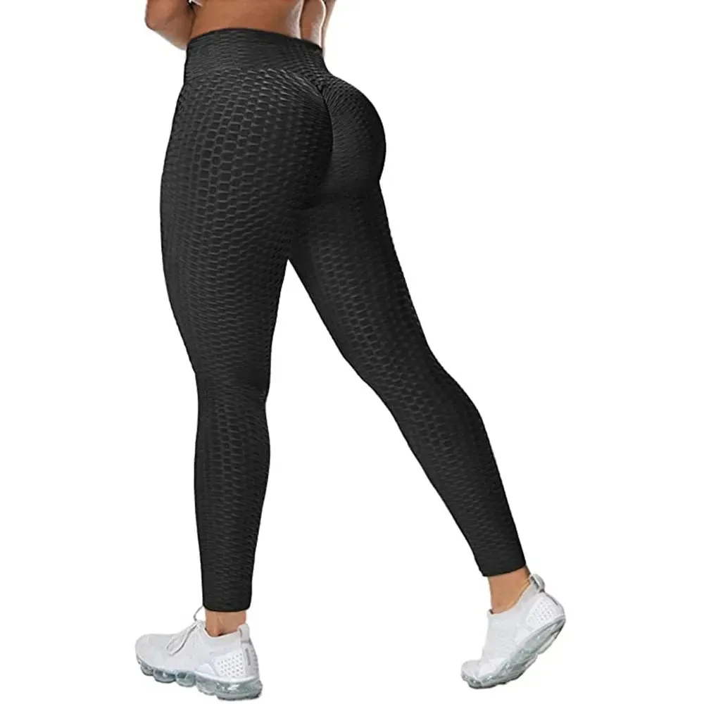 Fitness Yoga Pants Women Sexy Leggings Plus Size Jacquard Tights Scrunch Anti Cellulite Running Gym Leggings