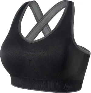 FITTIN Sports Bras for Women Padded: Seamless Cross Back Bras Pack for Workout Yoga