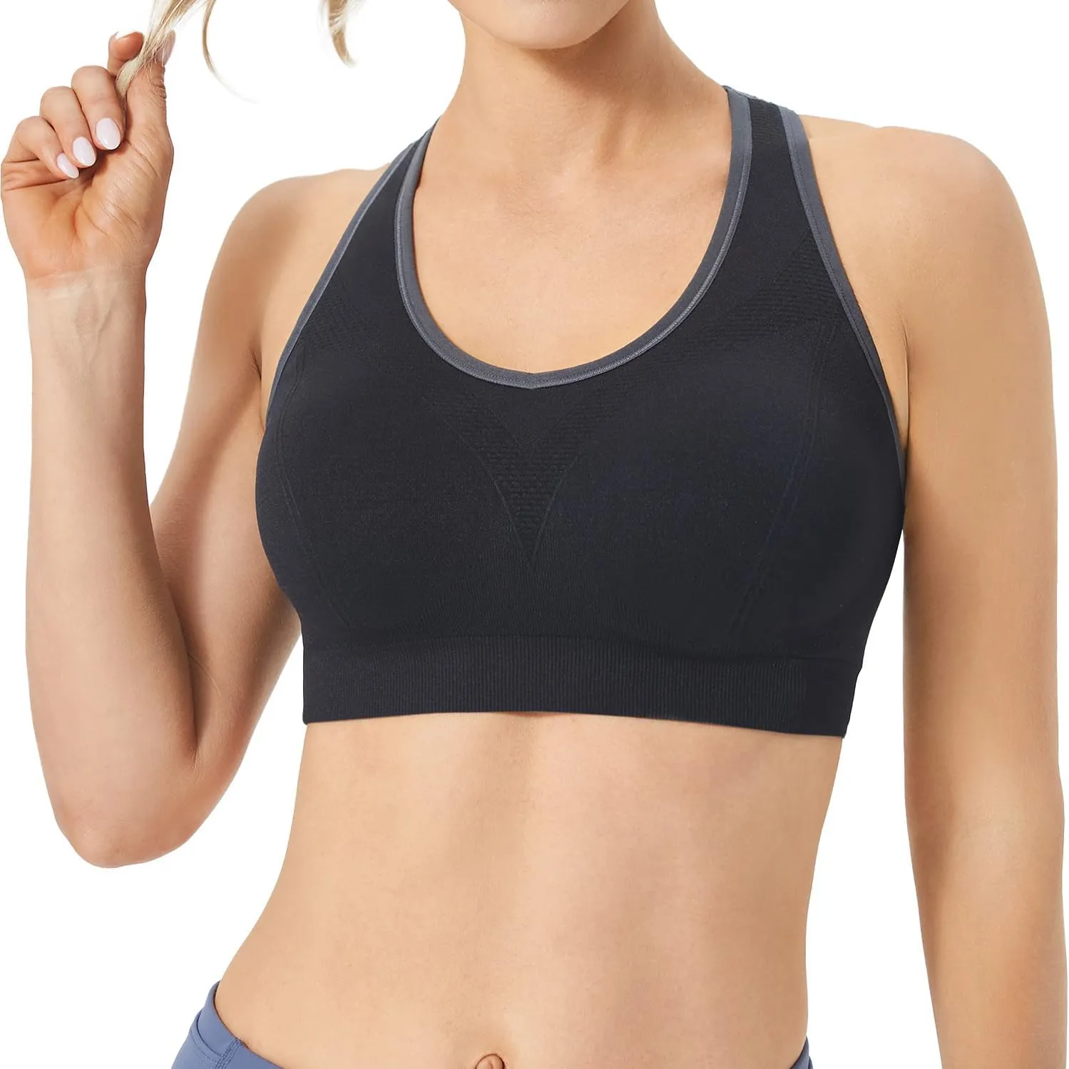 FITTIN Sports Bras for Women Padded: Seamless Cross Back Bras Pack for Workout Yoga