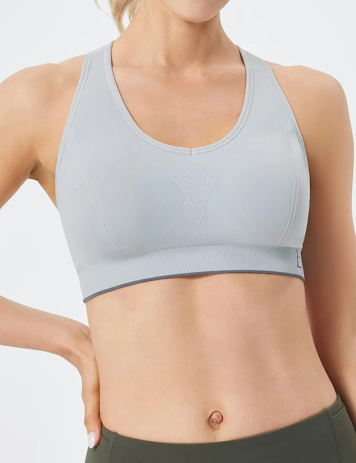 FITTIN Sports Bras for Women Padded: Seamless Cross Back Bras Pack for Workout Yoga