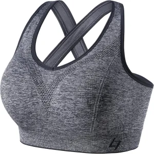 FITTIN Sports Bras for Women Padded: Seamless Cross Back Bras Pack for Workout Yoga