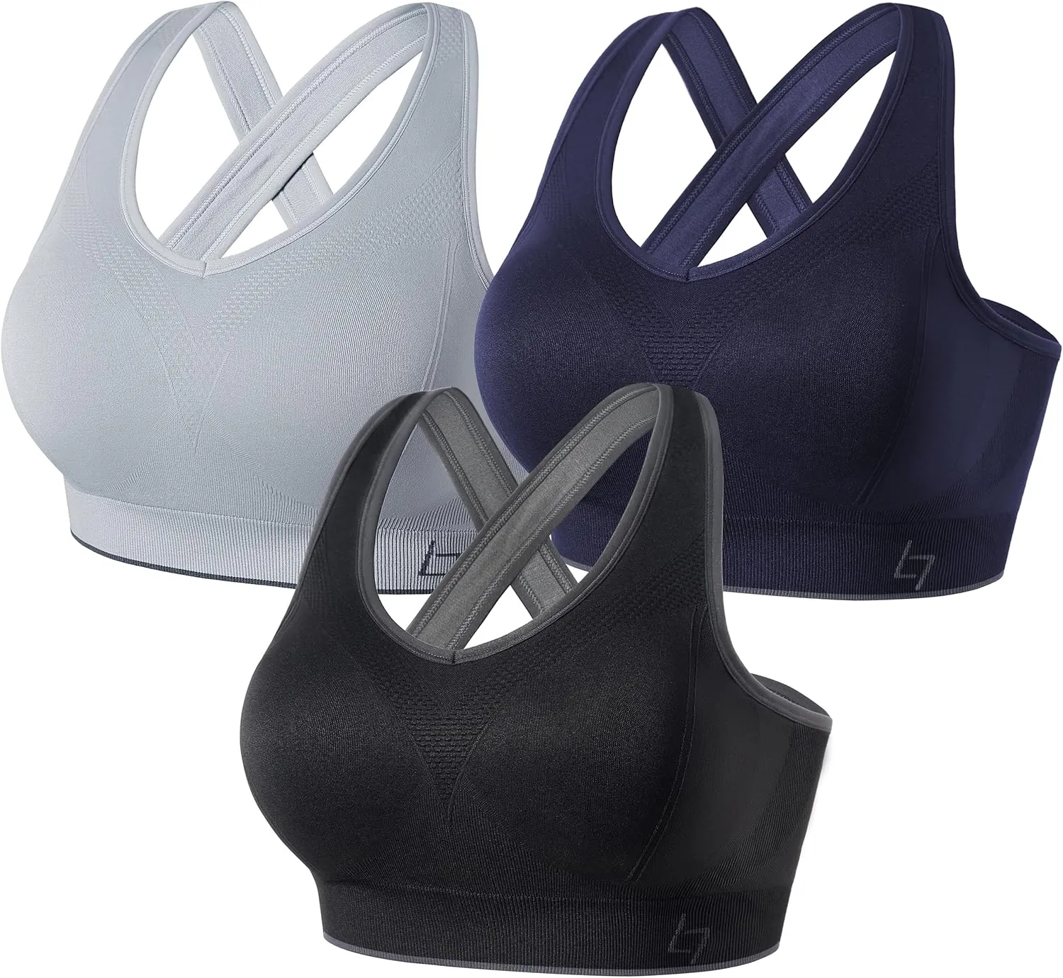 FITTIN Sports Bras for Women Padded: Seamless Cross Back Bras Pack for Workout Yoga
