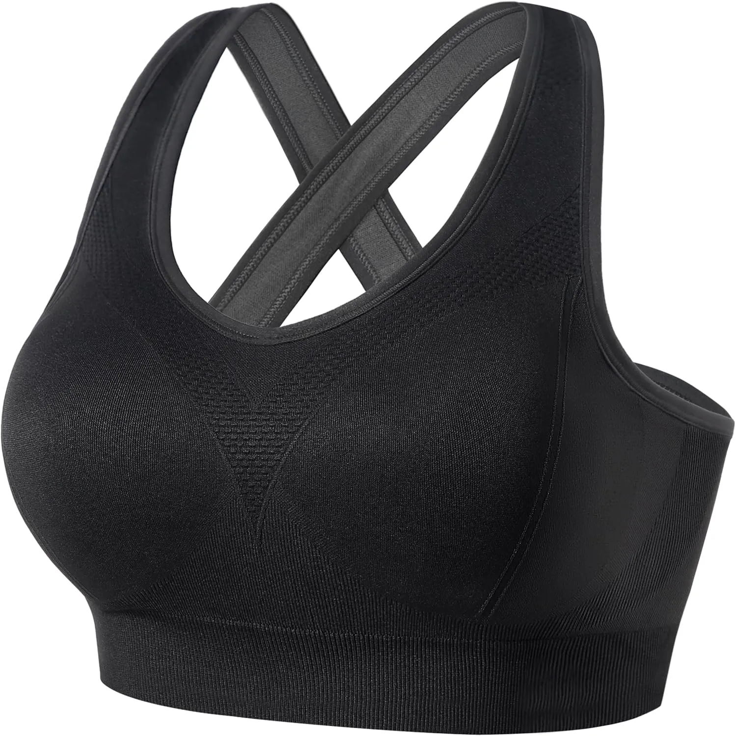 FITTIN Sports Bras for Women Padded: Seamless Cross Back Bras Pack for Workout Yoga