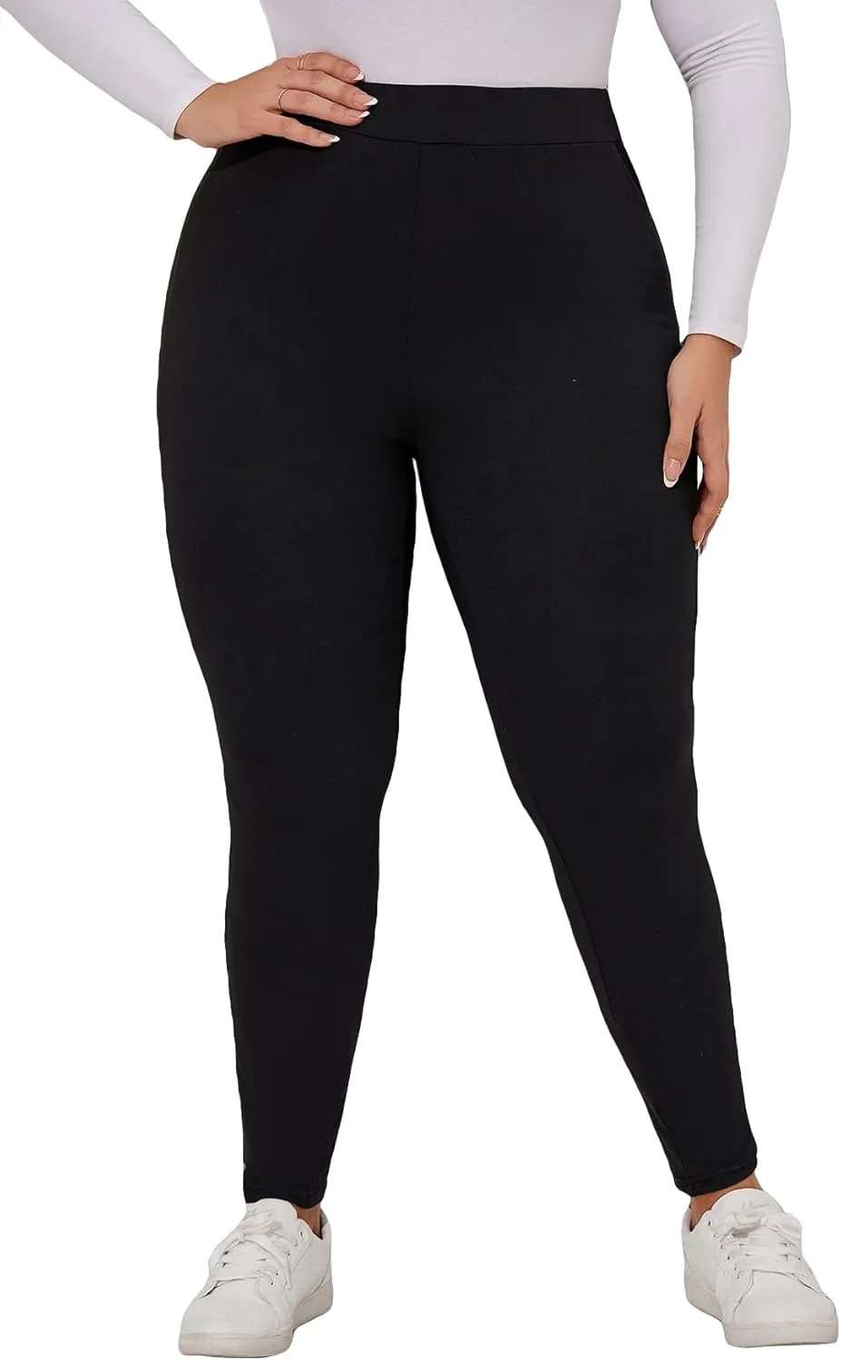 Floerns Women's Plus Size Mesh Panel Side High Waist Leggings Workout Yoga Pants