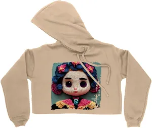 Flowers Women's Cropped Fleece Hoodie - Doll Cropped Hoodie for Women - Colorful Hooded Sweatshirt