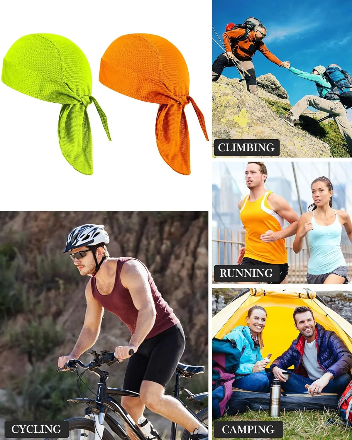 Foaincore 8 Pack Do Rag Skull Caps for Men Sweat Wicking Doo Rags Cooling Helmet Liner Cycling Motorcycle Bandana
