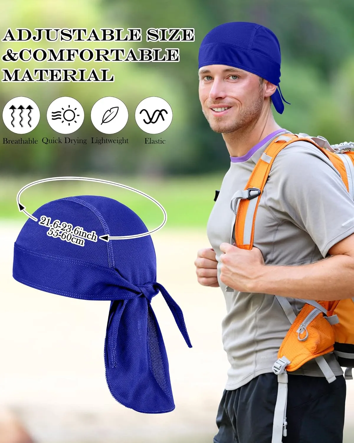 Foaincore 8 Pack Do Rag Skull Caps for Men Sweat Wicking Doo Rags Cooling Helmet Liner Cycling Motorcycle Bandana